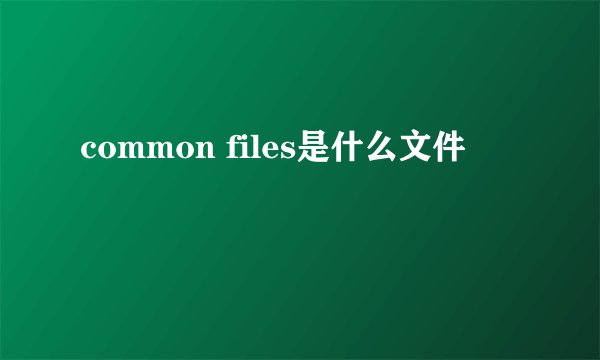 common files是什么文件