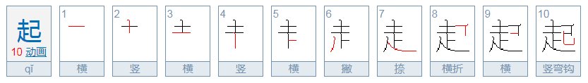 起笔顺笔画顺序