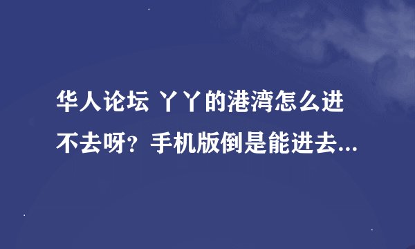 华人论坛 丫丫的港湾怎么进不去呀？手机版倒是能进去，就是网页一直打不开。