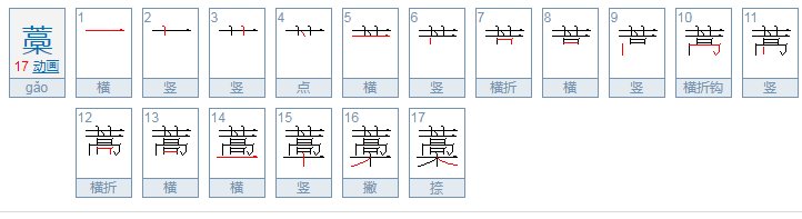一个草字头一个高一个木是什么字