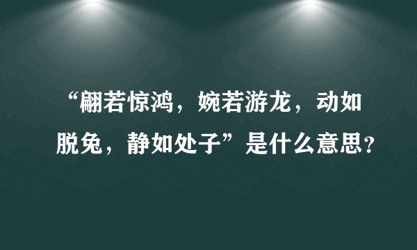 “翩若惊鸿，婉若游龙，动如脱兔，静如处子”是什么意思？