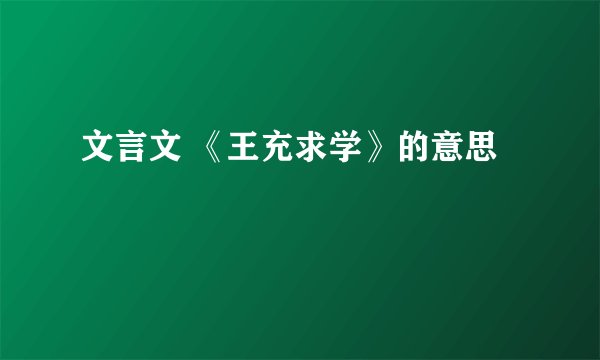 文言文 《王充求学》的意思