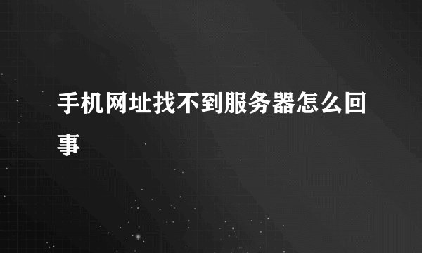 手机网址找不到服务器怎么回事
