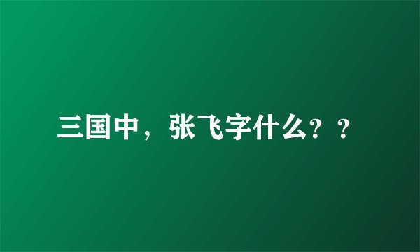三国中，张飞字什么？？