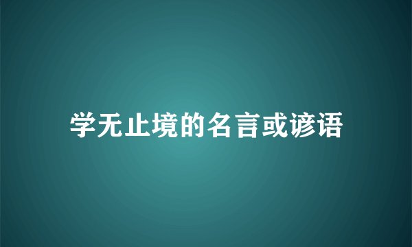 学无止境的名言或谚语