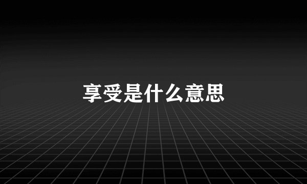 享受是什么意思