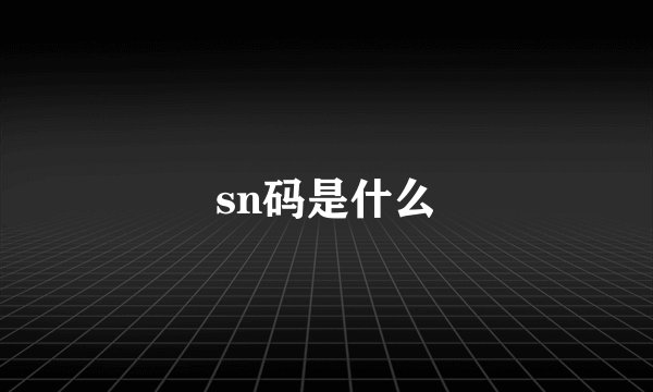 sn码是什么