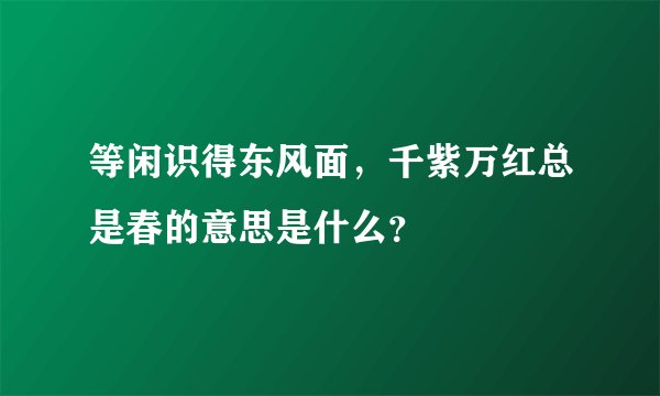 等闲识得东风面，千紫万红总是春的意思是什么？