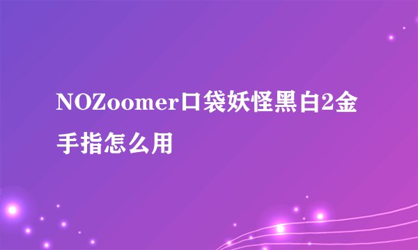 NOZoomer口袋妖怪黑白2金手指怎么用