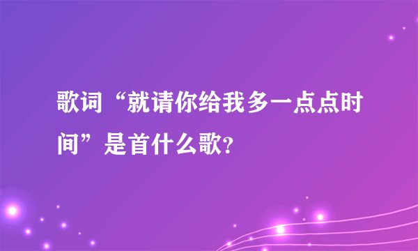 歌词“就请你给我多一点点时间”是首什么歌？