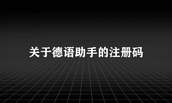 关于德语助手的注册码