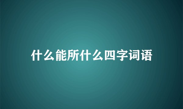 什么能所什么四字词语