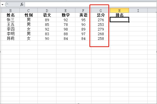 excel中名次排名怎么弄