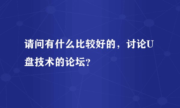 请问有什么比较好的，讨论U盘技术的论坛？