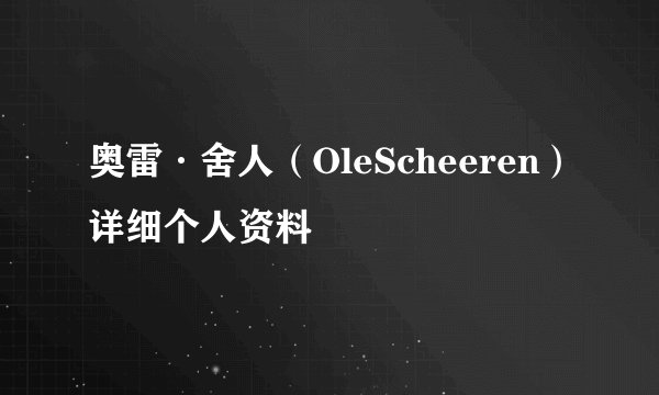 奥雷·舍人（OleScheeren）详细个人资料