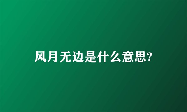 风月无边是什么意思?