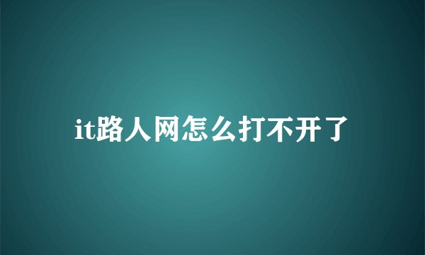 it路人网怎么打不开了