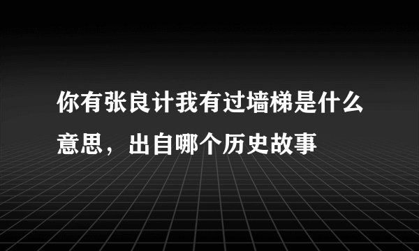 你有张良计我有过墙梯是什么意思，出自哪个历史故事