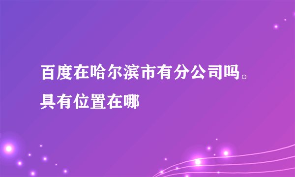 百度在哈尔滨市有分公司吗。具有位置在哪