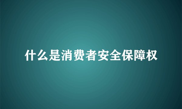 什么是消费者安全保障权