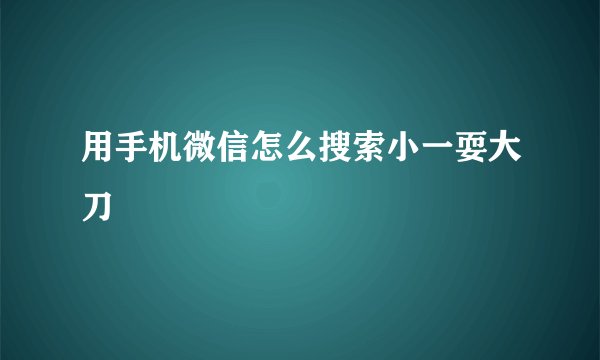 用手机微信怎么搜索小一耍大刀