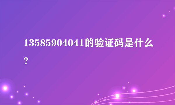 13585904041的验证码是什么？