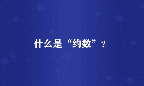 什么是“约数”？
