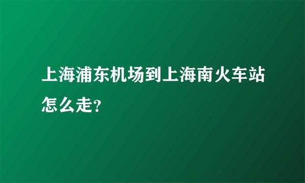 上海浦东机场到上海南火车站怎么走？