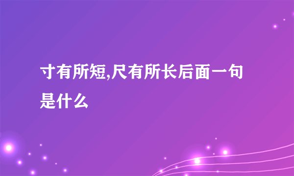 寸有所短,尺有所长后面一句是什么