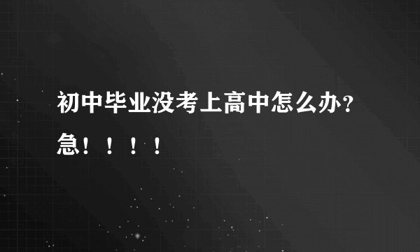 初中毕业没考上高中怎么办？急！！！！