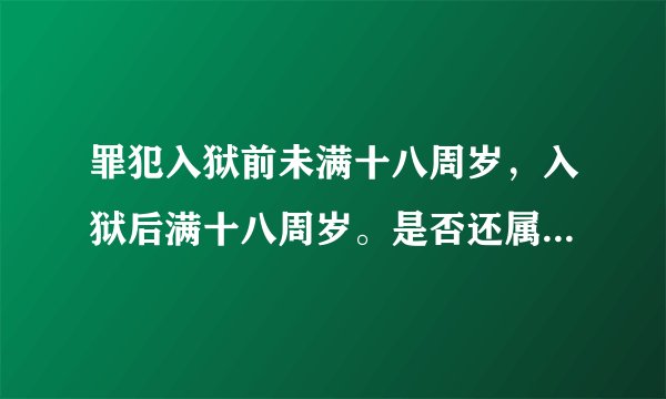 罪犯入狱前未满十八周岁，入狱后满十八周岁。是否还属于少年犯呢？