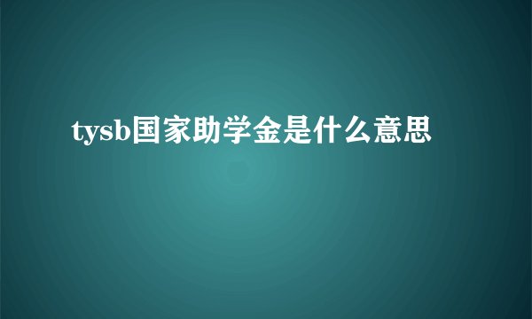 tysb国家助学金是什么意思