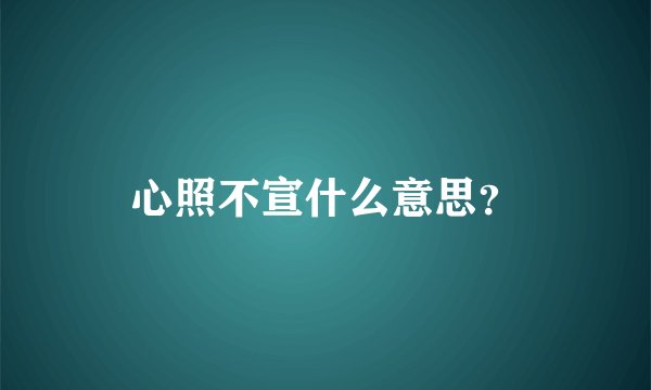 心照不宣什么意思？