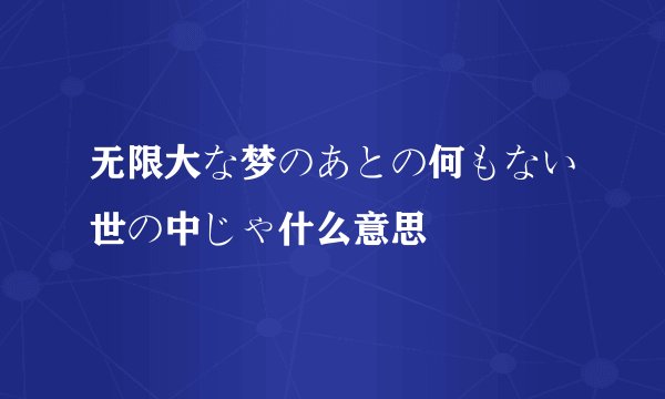 无限大な梦のあとの何もない世の中じゃ什么意思