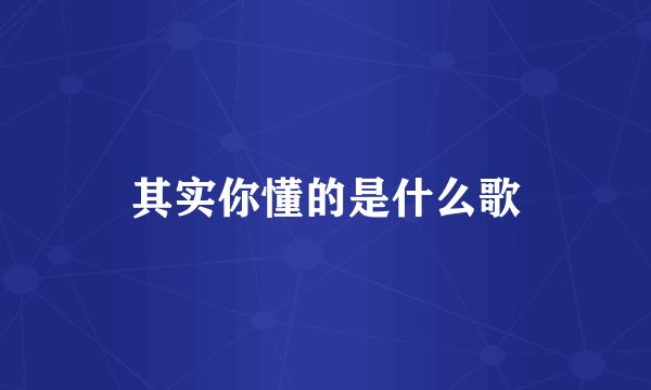 其实你懂的是什么歌