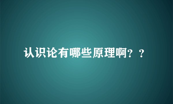 认识论有哪些原理啊？？