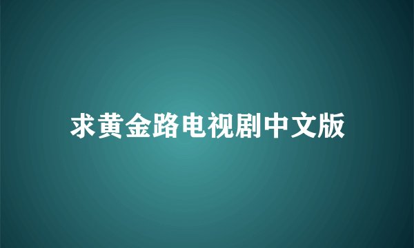 求黄金路电视剧中文版