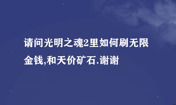 请问光明之魂2里如何刷无限金钱,和天价矿石.谢谢
