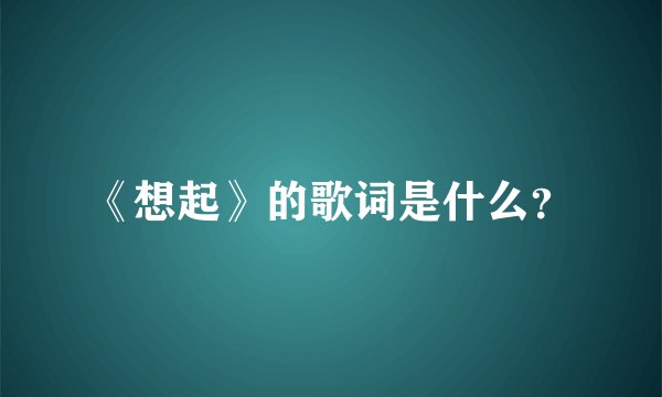 《想起》的歌词是什么？