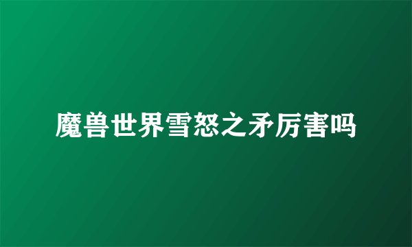 魔兽世界雪怒之矛厉害吗