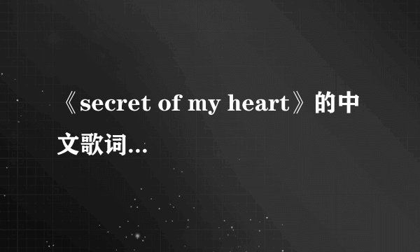 《secret of my heart》的中文歌词是什么？