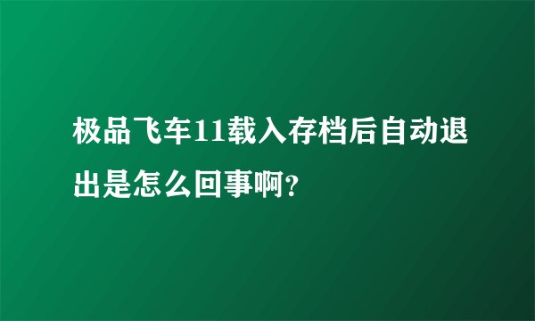 极品飞车11载入存档后自动退出是怎么回事啊？