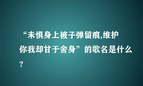 “未惧身上被子弹留痕,维护你我却甘于舍身”的歌名是什么？
