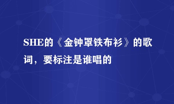 SHE的《金钟罩铁布衫》的歌词，要标注是谁唱的