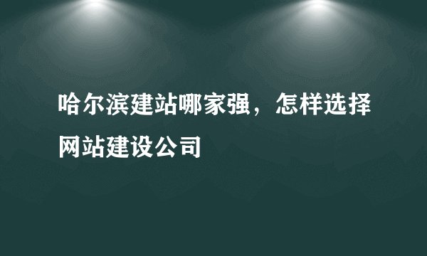哈尔滨建站哪家强，怎样选择网站建设公司