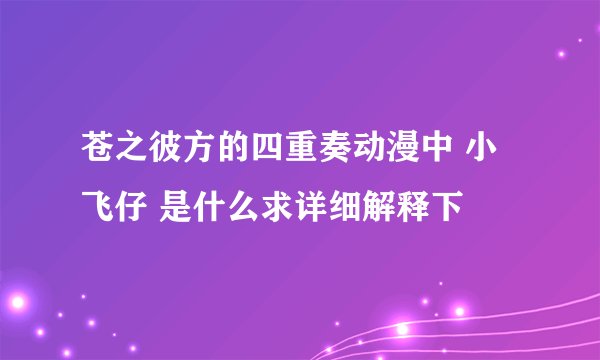 苍之彼方的四重奏动漫中 小飞仔 是什么求详细解释下