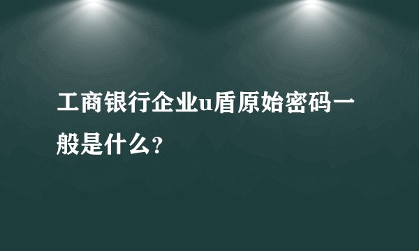 工商银行企业u盾原始密码一般是什么？