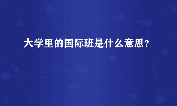 大学里的国际班是什么意思？
