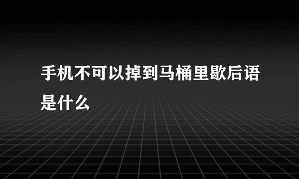 手机不可以掉到马桶里歇后语是什么