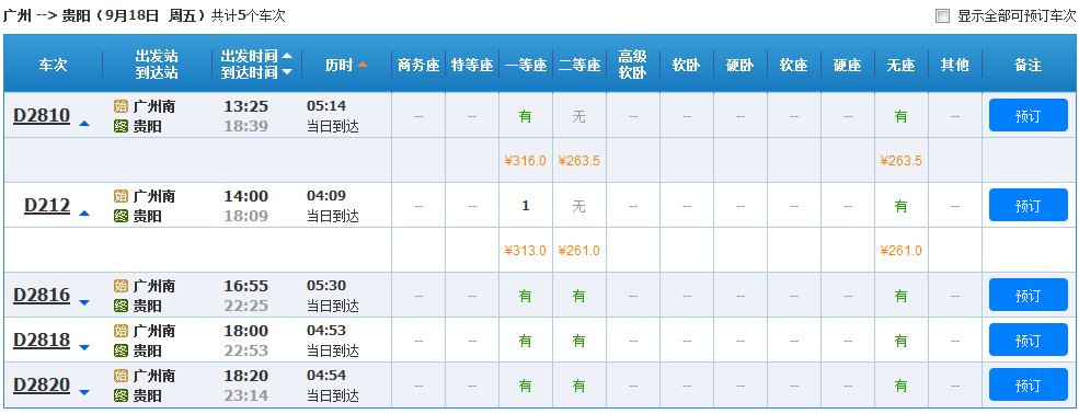 贵广高铁票价是多少